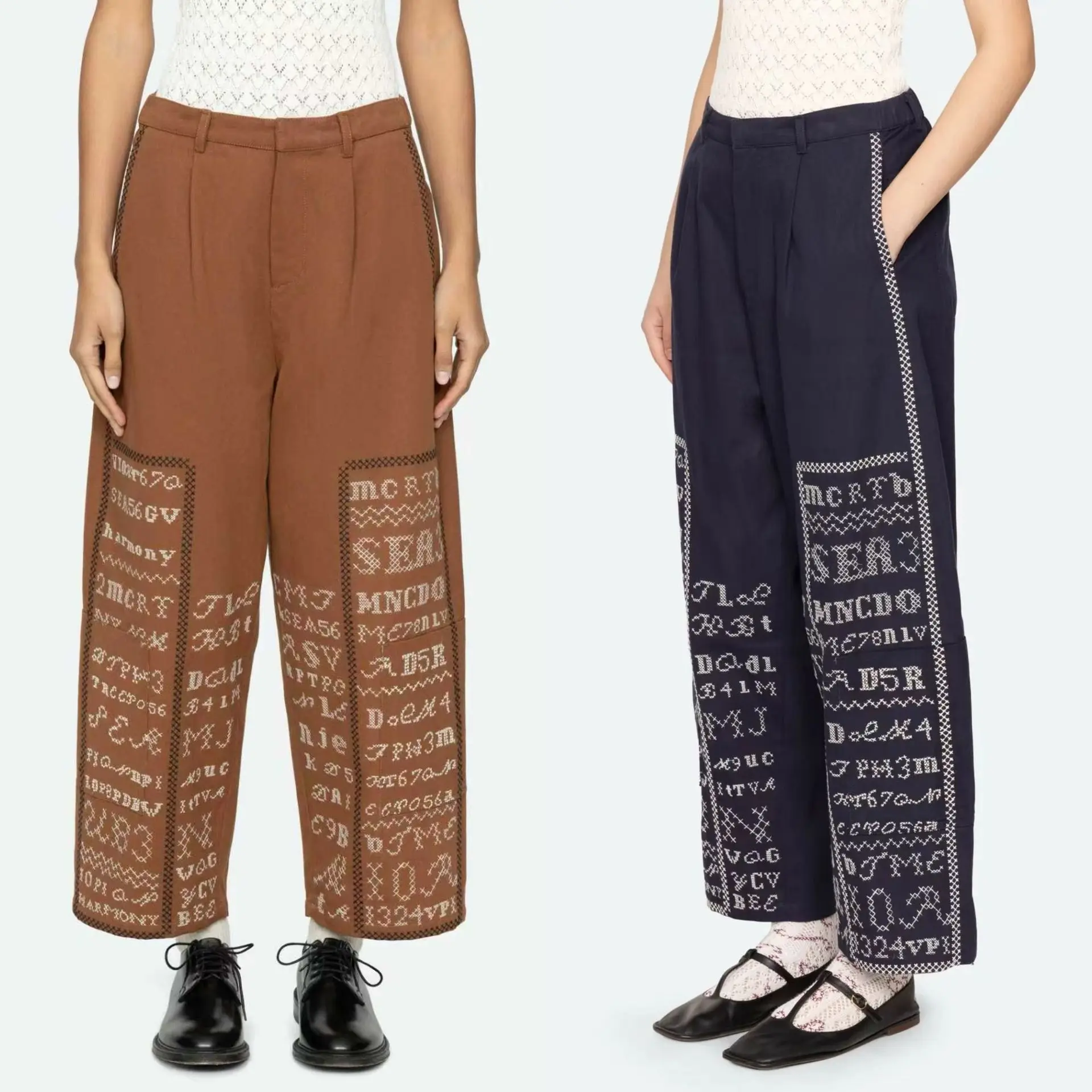 French Sle Letter Embroidery Loose Wide Leg Straight Casual Pants Women's High Waist Cotton Retro Spring Summer New
French Sle Letter Embroidery Loose Wide Leg Straight Casual Pants Women's High Waist Cotton Retro Spring Summer New