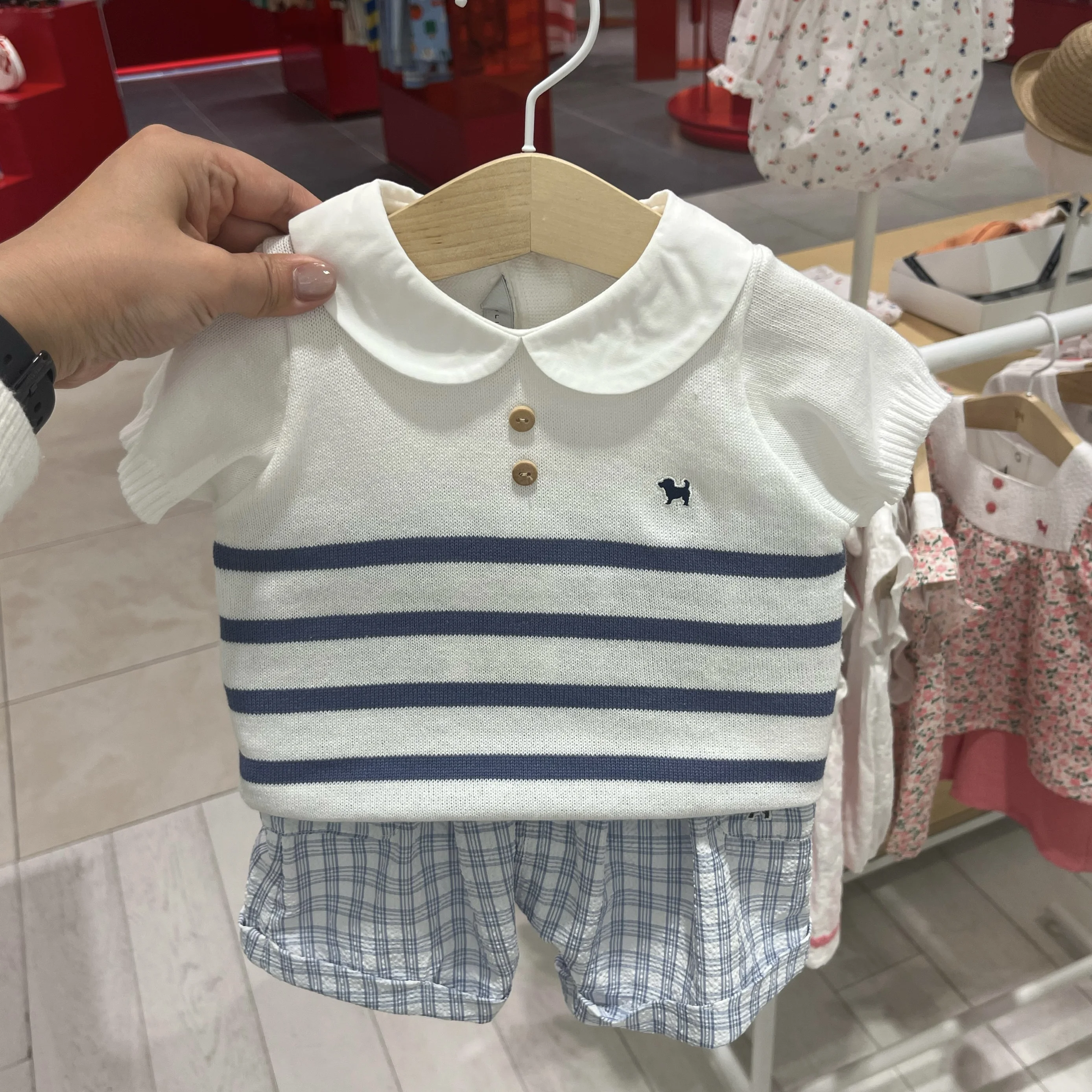 Cute Striped Doll Collar Knitted T-Shirt And Plaid Pants Set for Boys And Girls Korean Style Summer Children's Clothing
Cute Striped Doll Collar Knitted T-Shirt And Plaid Pants Set for Boys And Girls Korean Style Summer Children's Clothing