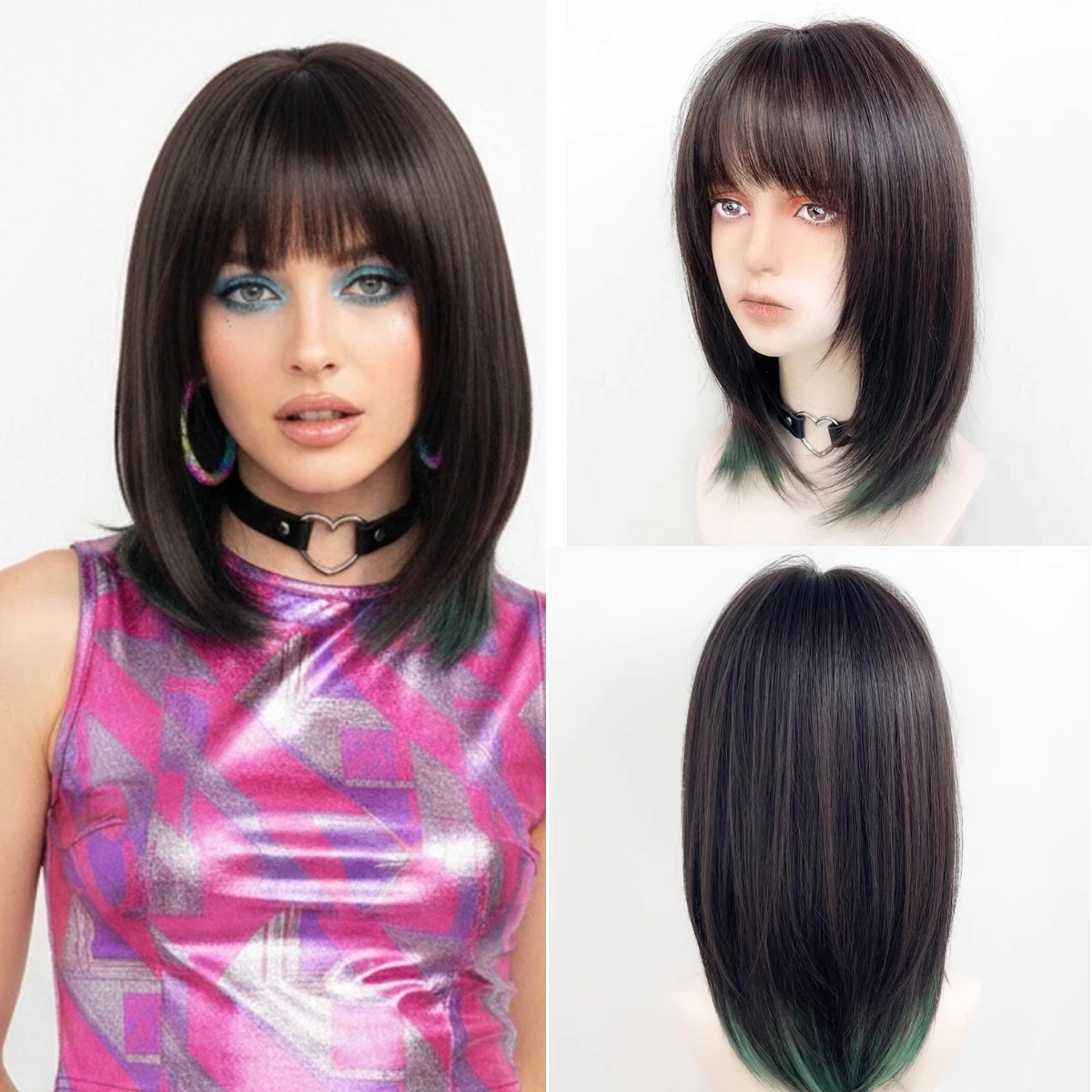 Black Green Mixed 14Inch Synthetic Short Straight Wig With Bangs For Halloween Christmas Cosplay & Parties Heat Resistant
Black Green Mixed 14Inch Synthetic Short Straight Wig With Bangs For Halloween Christmas Cosplay & Parties Heat Resistant