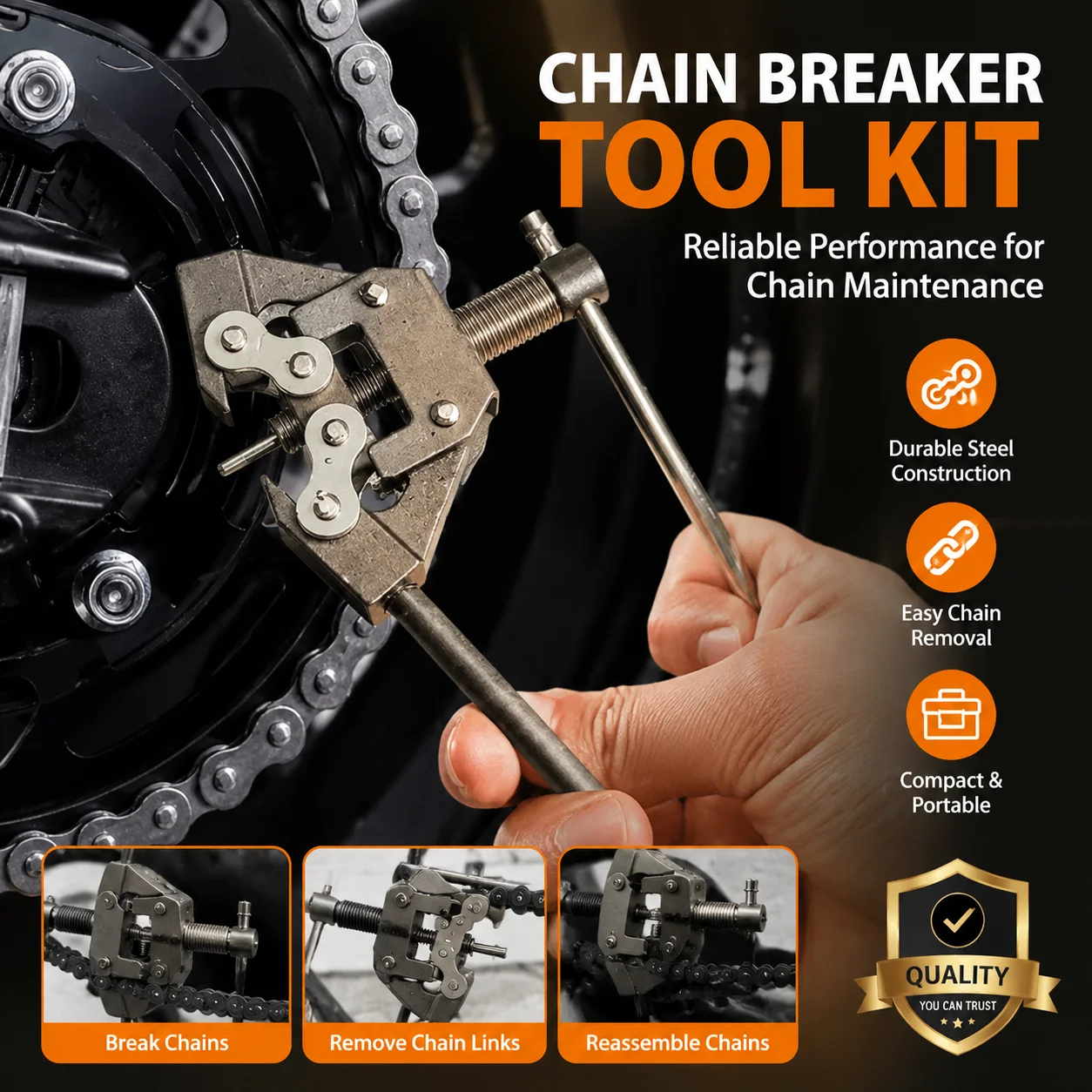 Motorcycle Chain Breaker Steel Motorcycle Chain Remover Cutter Roller Chain Puller Holder Connecting For Motorcycle Bike Chains
Motorcycle Chain Breaker Steel Motorcycle Chain Remover Cutter Roller Chain Puller Holder Connecting For Motorcycle Bike Chains