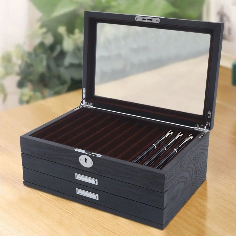Slots Wooden Fountain Pen Display Box With Velvet Lining And Lock, Elegant Storage Case For Pen Collectors
Slots Wooden Fountain Pen Display Box With Velvet Lining And Lock, Elegant Storage Case For Pen Collectors