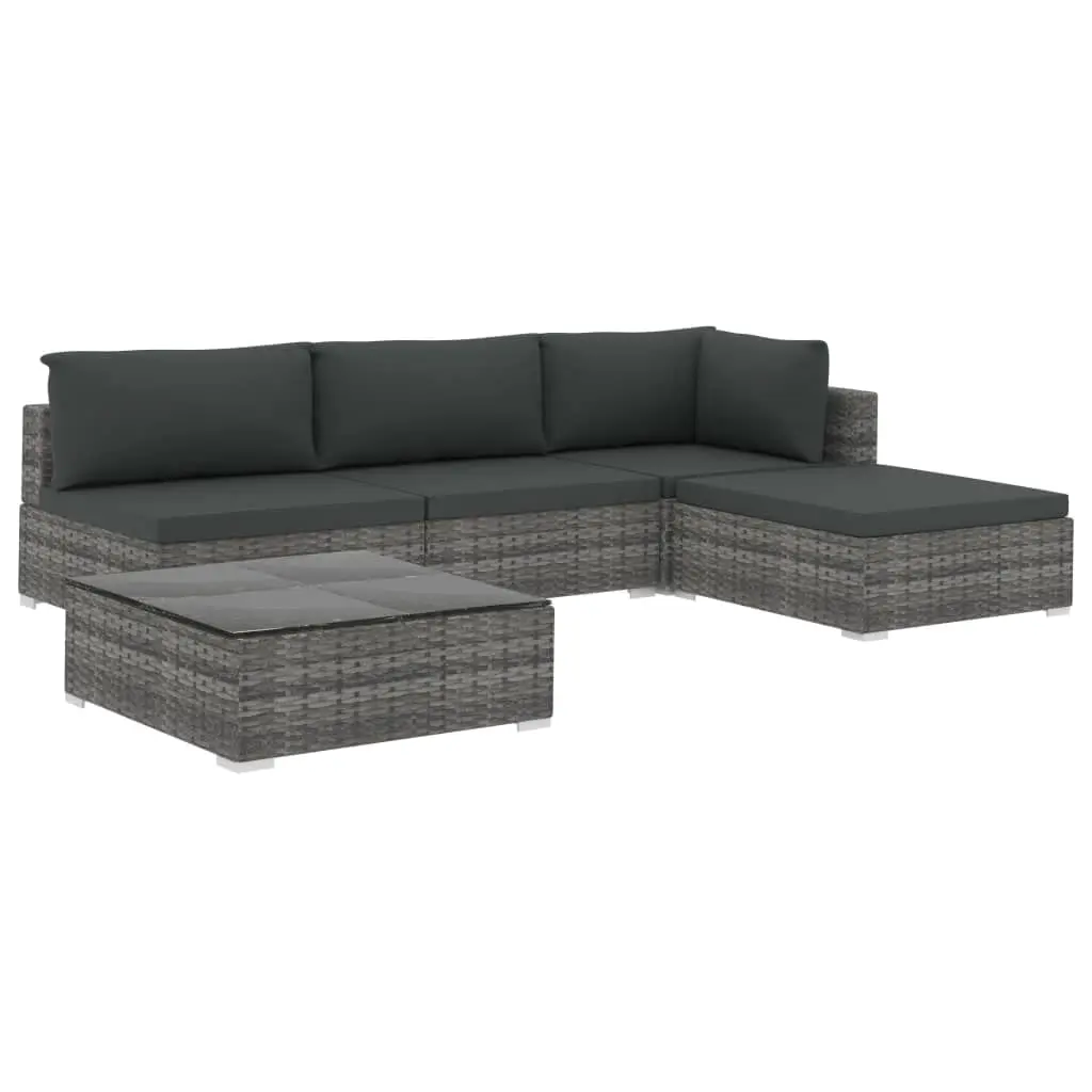 5 Piece Patio Lounge Set Cushions Outdoor Sectional Garden Patio Deck Poolside Poly Rattan Gray,Customized
5 Piece Patio Lounge Set Cushions Outdoor Sectional Garden Patio Deck Poolside Poly Rattan Gray,Customized