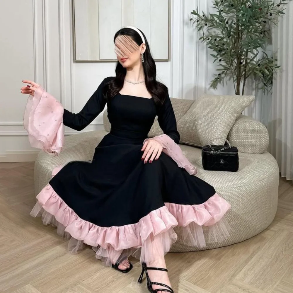 Long Sleeves Customized Evening Dress for Women Elegant Contrast A Line Party Gown Floor Length Prom Dresses Vestido De Novia
Long Sleeves Customized Evening Dress for Women Elegant Contrast A Line Party Gown Floor Length Prom Dresses Vestido De Novia