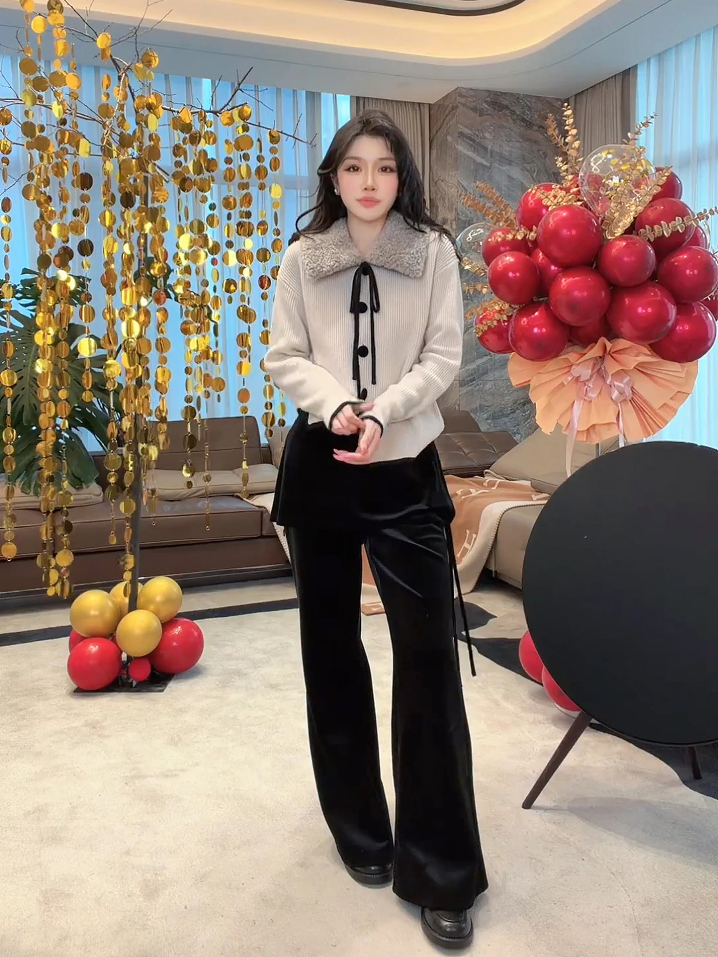 High Waist Bla Velvet Elastic Casual Pants Ladies Faion Winter Warm Straight Leg Pants Butt Covering Slim Fit ME Brand
High Waist Bla Velvet Elastic Casual Pants Ladies Faion Winter Warm Straight Leg Pants Butt Covering Slim Fit ME Brand