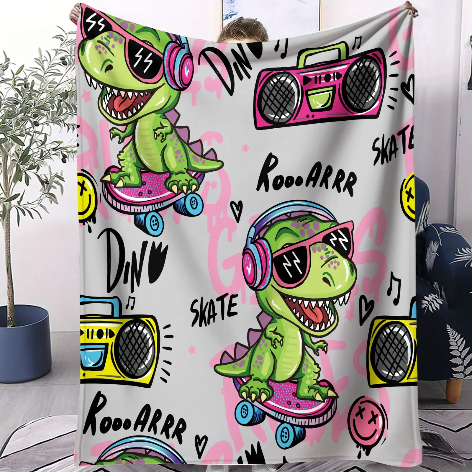 Hip Hop Dinosaur Skate Print Cozy Warm Flannel Blanket for Kids Boys Girls Home Camping Office Decor
Hip Hop Dinosaur Skate Print Cozy Warm Flannel Blanket for Kids Boys Girls Home Camping Office Decor