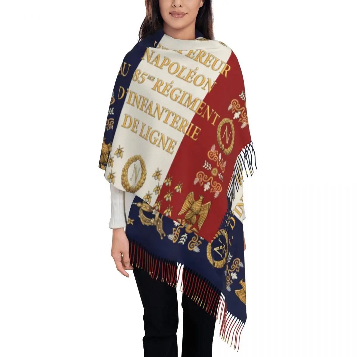 Napoleonic French 85th Regimental Flag Scarf Women Men Luxury Winter Wrap Shawl France Fleur De Lis Tassel Wraps
Napoleonic French 85th Regimental Flag Scarf Women Men Luxury Winter Wrap Shawl France Fleur De Lis Tassel Wraps