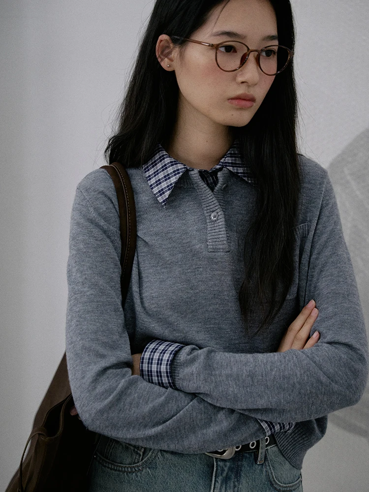 Jicouture College Sle Knitted Wool Sweater Overlap Collar Patchwork Autumn Base Cheered Turn-down Collar Layered Wear Wom...
Jicouture College Sle Knitted Wool Sweater Overlap Collar Patchwork Autumn Base Cheered Turn-down Collar Layered Wear Wom...