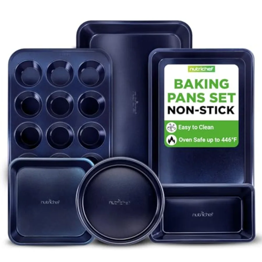 6-Piece Nonstick Baking Pans - Carbon Steel Non toxic Bakeware set with Cookie Sheets Muffin Loaf Round and Square Pan - Restau
6-Piece Nonstick Baking Pans - Carbon Steel Non toxic Bakeware set with Cookie Sheets Muffin Loaf Round and Square Pan - Restau