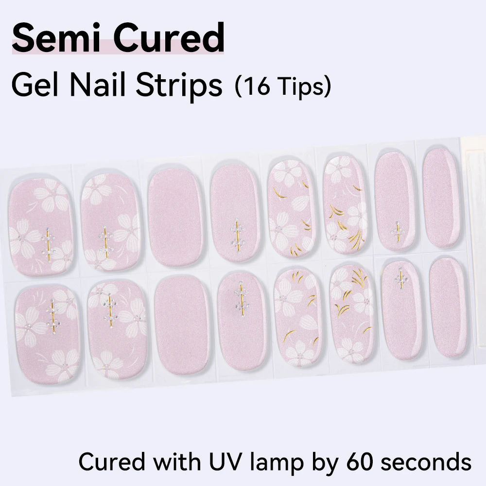 16Tips Full Cover Nail Stickers Sweet Pink Flowers Gel Nail Strips UV/LED Lamp Long-Lasting Nail Art DIY Manicure Decor
16Tips Full Cover Nail Stickers Sweet Pink Flowers Gel Nail Strips UV/LED Lamp Long-Lasting Nail Art DIY Manicure Decor