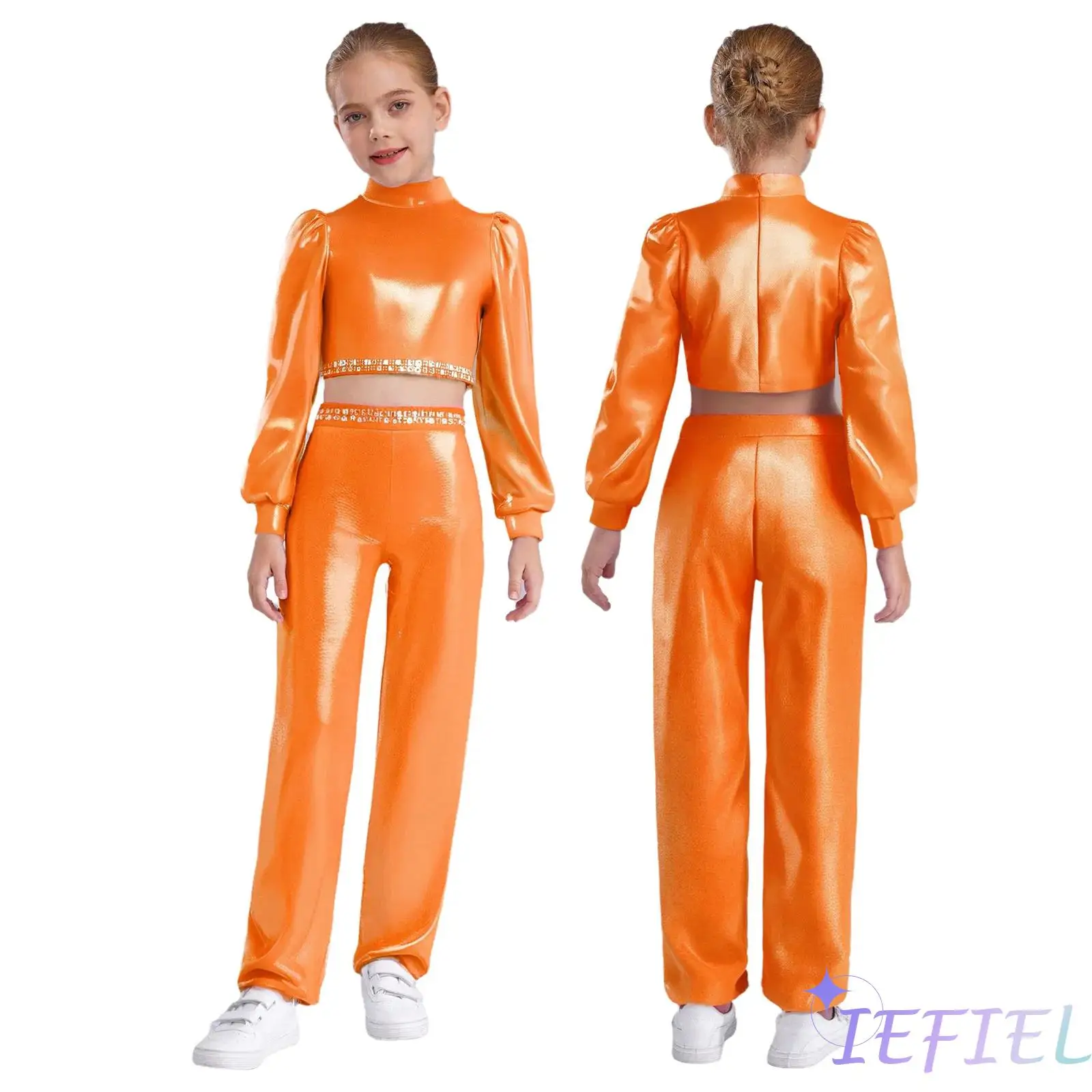 2Pcs Girls Jazz Dance Performance Costume Mock Neck Long Sleeves Zipper Back Shiny Rhinestones Metallic Crop Top with Pants
2Pcs Girls Jazz Dance Performance Costume Mock Neck Long Sleeves Zipper Back Shiny Rhinestones Metallic Crop Top with Pants