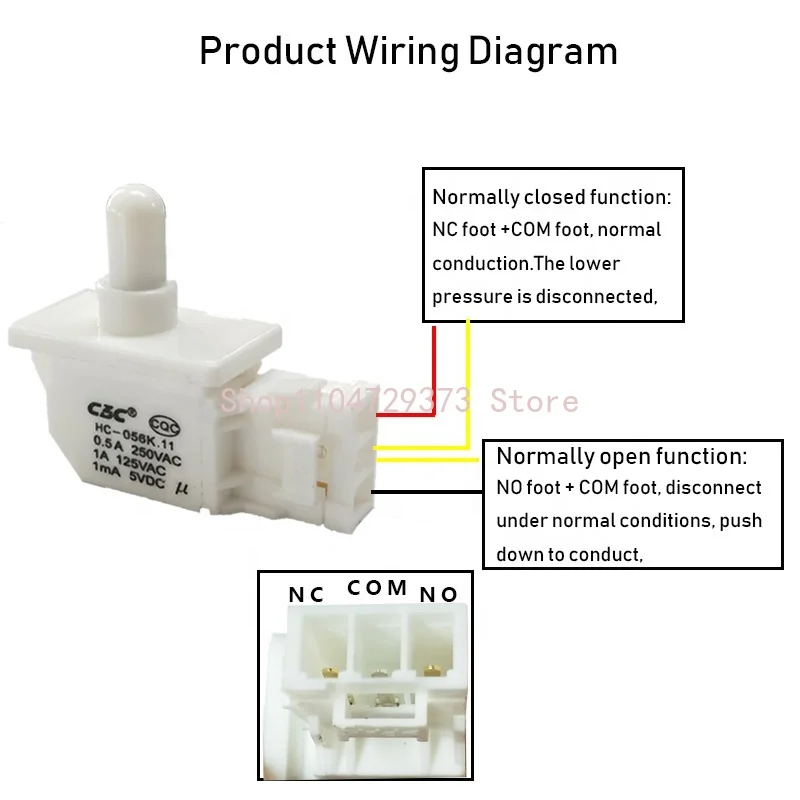 1A 125VAC 0.5A 250VAC Refrigerator Door Light Control Normally Closing Push Button Switch
1A 125VAC 0.5A 250VAC Refrigerator Door Light Control Normally Closing Push Button Switch