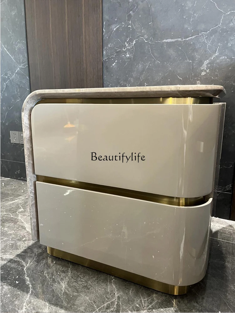 Modern minimalist bedside table double drawer locker premium designer piano paint
Modern minimalist bedside table double drawer locker premium designer piano paint