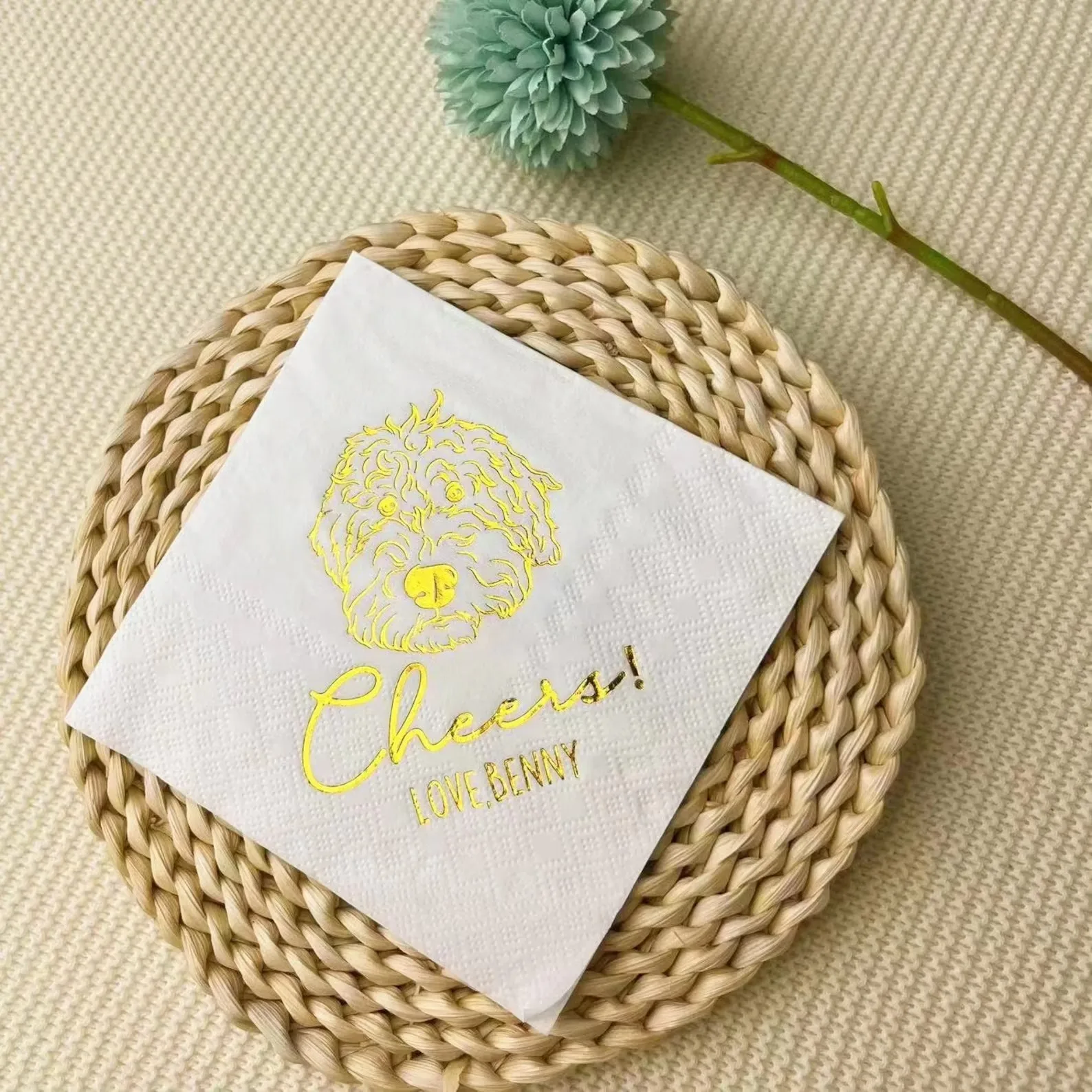 Custom Illustrated Dog Gold Foil Wedding Napkins, Personalized Pet Cocktail Napkins, Cat Wedding Napkins, Dog Cocktail Napkins
Custom Illustrated Dog Gold Foil Wedding Napkins, Personalized Pet Cocktail Napkins, Cat Wedding Napkins, Dog Cocktail Napkins
