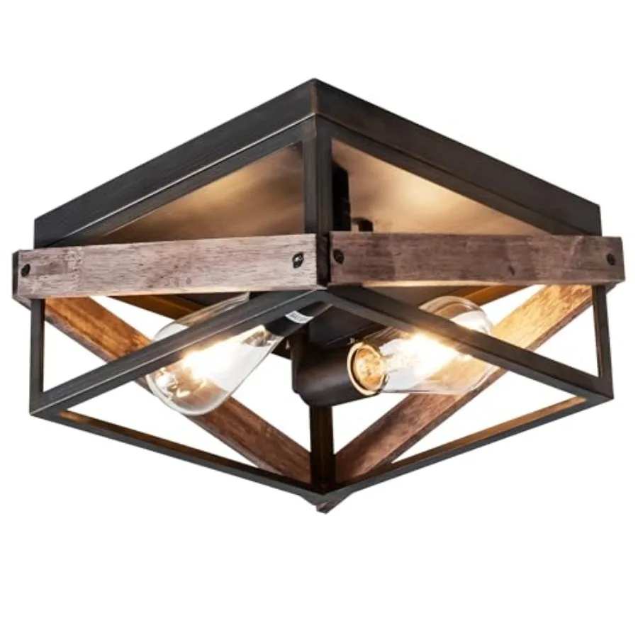 2-Light Rustic Ceiling Light Fixture Farmhouse Flush Mount Ceiling Light Metal and Square Ceiling Lamp for Hallway Living Room
2-Light Rustic Ceiling Light Fixture Farmhouse Flush Mount Ceiling Light Metal and Square Ceiling Lamp for Hallway Living Room