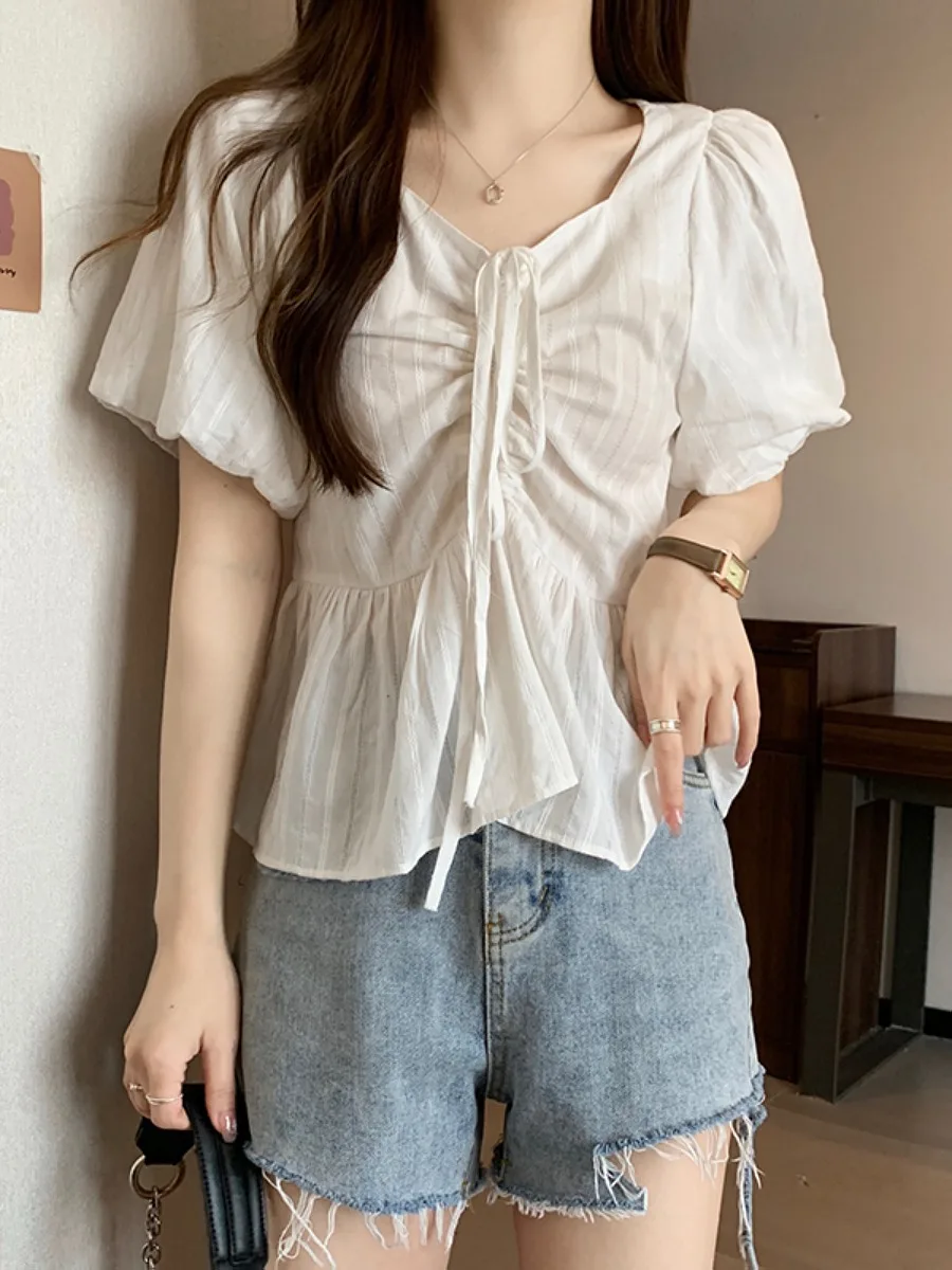 plus Size Women's irt Pure Color Belted Pleated ort Sve V-Ne Loose Overhead Summer Faionable Versatile Top
plus Size Women's irt Pure Color Belted Pleated ort Sve V-Ne Loose Overhead Summer Faionable Versatile Top
