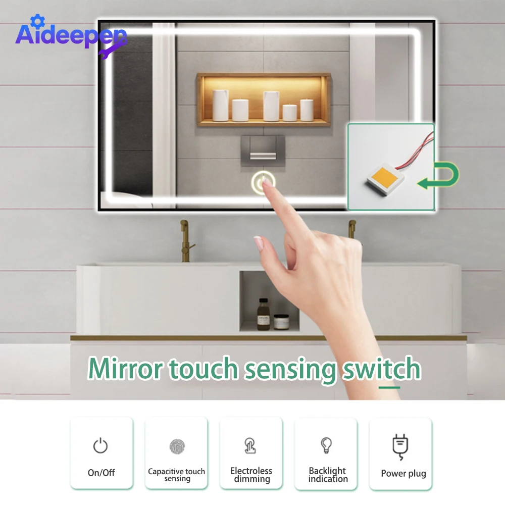 DC 12V Touch Switch Stepless Dimmer LED Dimmer Driver Control Module Hidden Sensor Switch for Bathroom Mirror Light