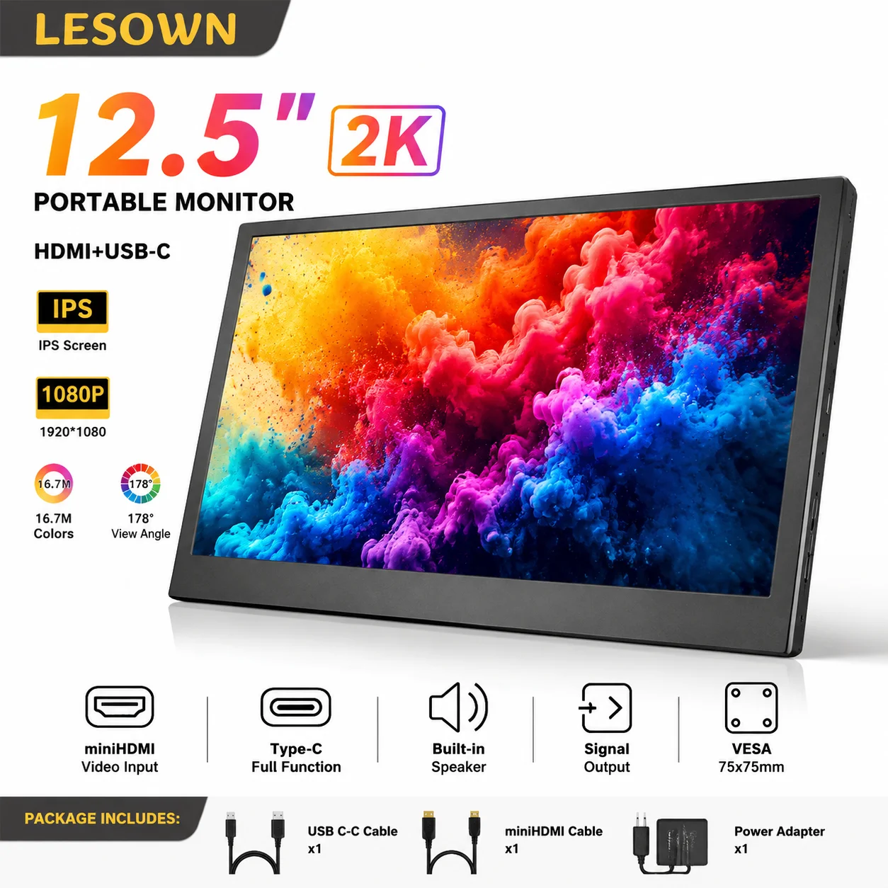 LESOWN 12.5 In Desktop PC Internal Sub-Display 1920x1080 Hardware Monitor LCD Screen with miniHDTV Type-C for AIDA64 Setup
LESOWN 12.5 In Desktop PC Internal Sub-Display 1920x1080 Hardware Monitor LCD Screen with miniHDTV Type-C for AIDA64 Setup