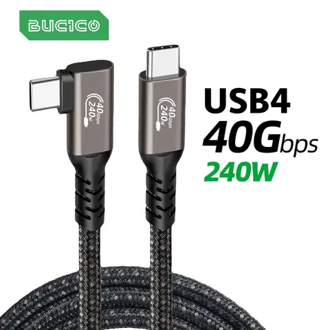 Cabo cotovelo usb4 thunderbolt4, cotovelo 40gbps, cabo de vídeo usb c, 240w, carregador rápido para disco rígido m1 macbook pro, cabo usb4 gen3
