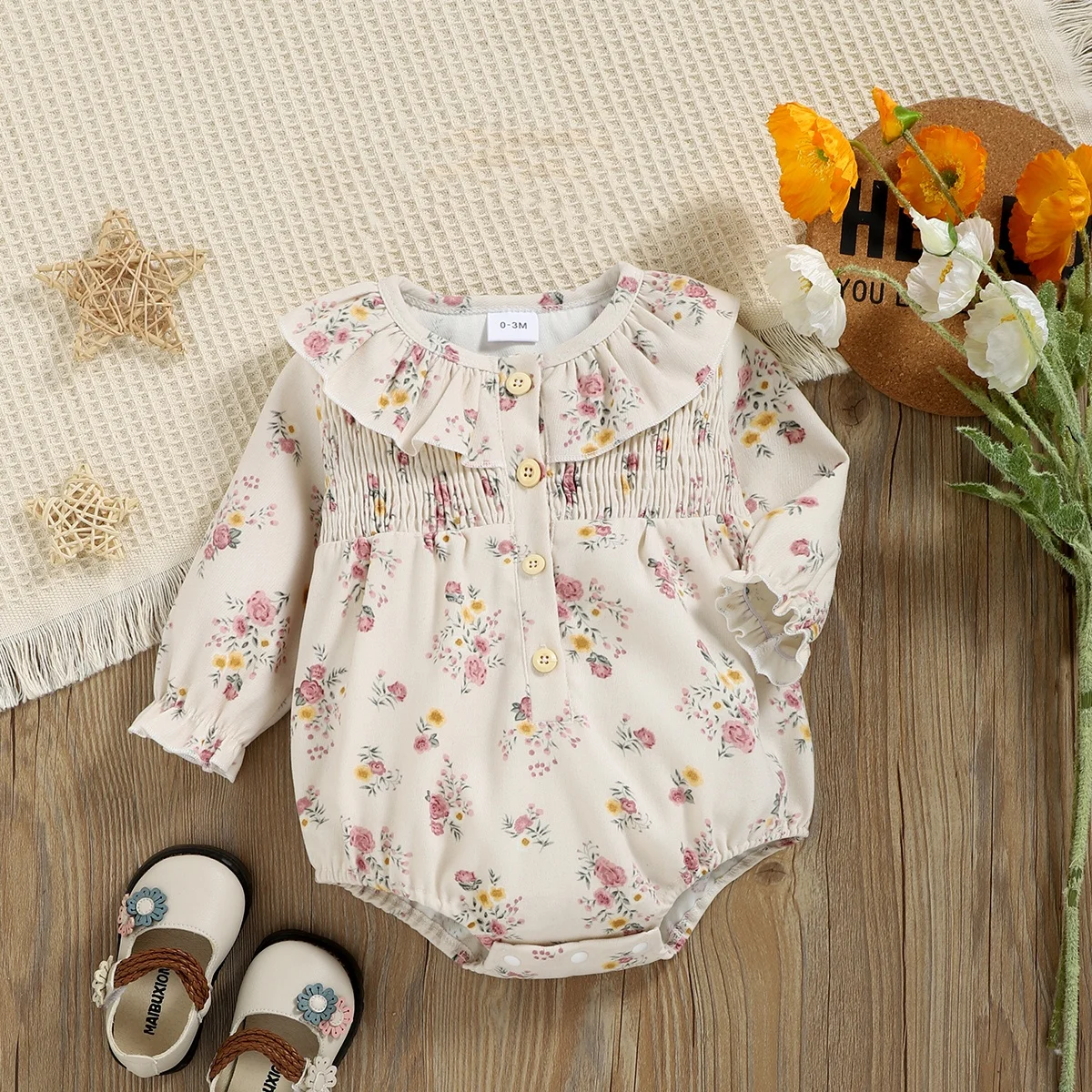 Girls Baby Floral Collar Long Sleeve Romper Casual Spring Autumn Seasonal Wear Triangle Blanket Design
Girls Baby Floral Collar Long Sleeve Romper Casual Spring Autumn Seasonal Wear Triangle Blanket Design