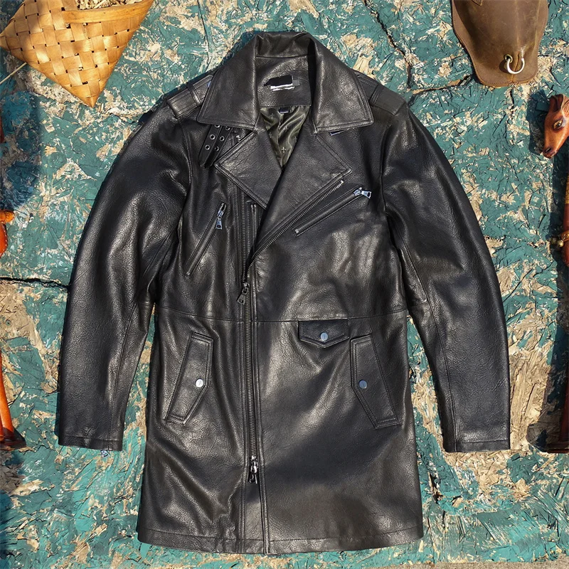 Black Autumn Long Leather Jacket Men Casual Style Plus Size 4XL Genuine Natural Sheepskin Turn-Down Collar Windbreaker Coat
Black Autumn Long Leather Jacket Men Casual Style Plus Size 4XL Genuine Natural Sheepskin Turn-Down Collar Windbreaker Coat