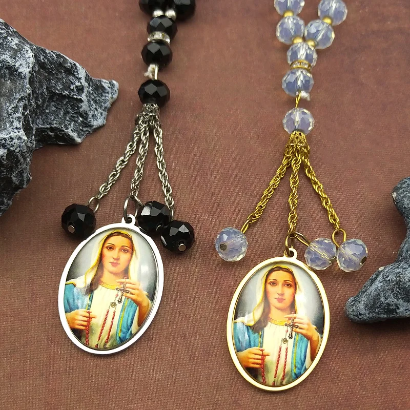 Virgin Mary Pray Beads Chain Cross Glass Medal Car Pendant for Women Men Stainless Steel Gold Color Catholic Amulet Jewelry
Virgin Mary Pray Beads Chain Cross Glass Medal Car Pendant for Women Men Stainless Steel Gold Color Catholic Amulet Jewelry