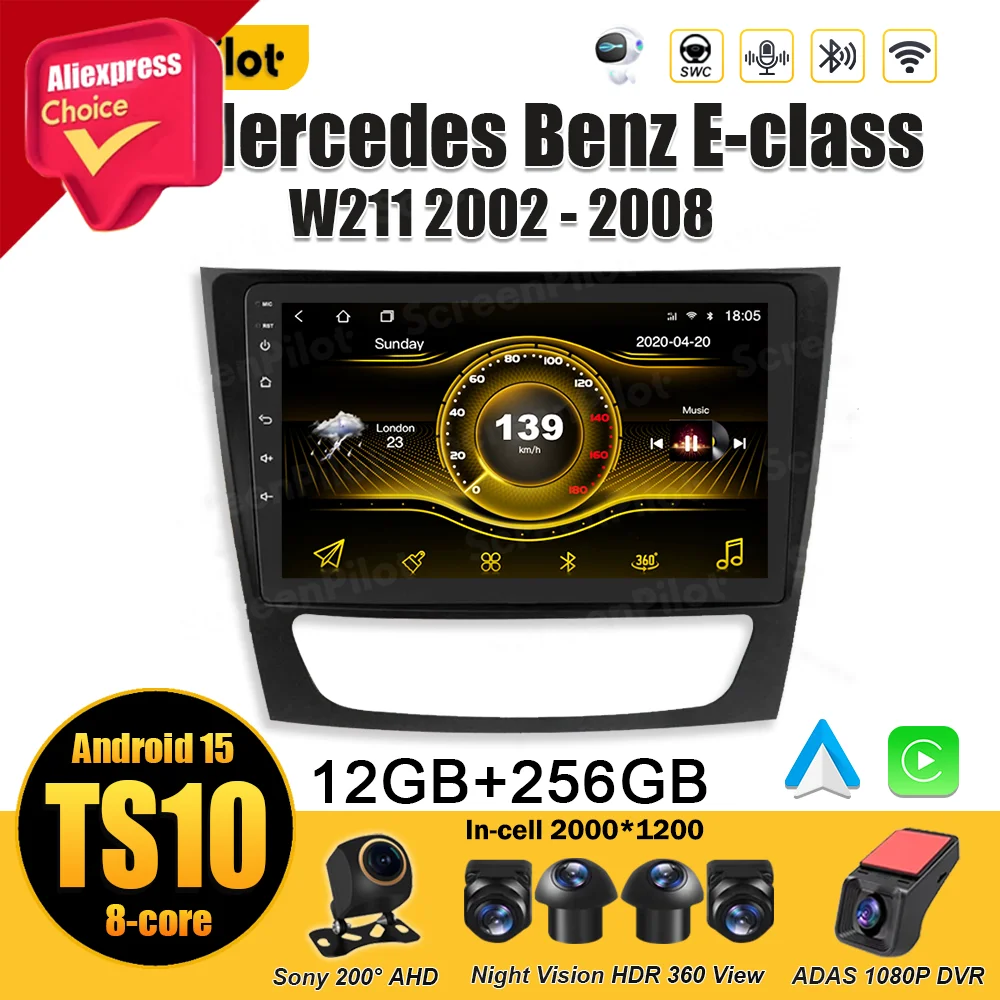 Android 15 For Mercedes Benz E-class W211 2002 - 2008 Car Radio Multimedia Video Player GPS Navigation Stereo Head Unit 2 din 5G
Android 15 For Mercedes Benz E-class W211 2002 - 2008 Car Radio Multimedia Video Player GPS Navigation Stereo Head Unit 2 din 5G