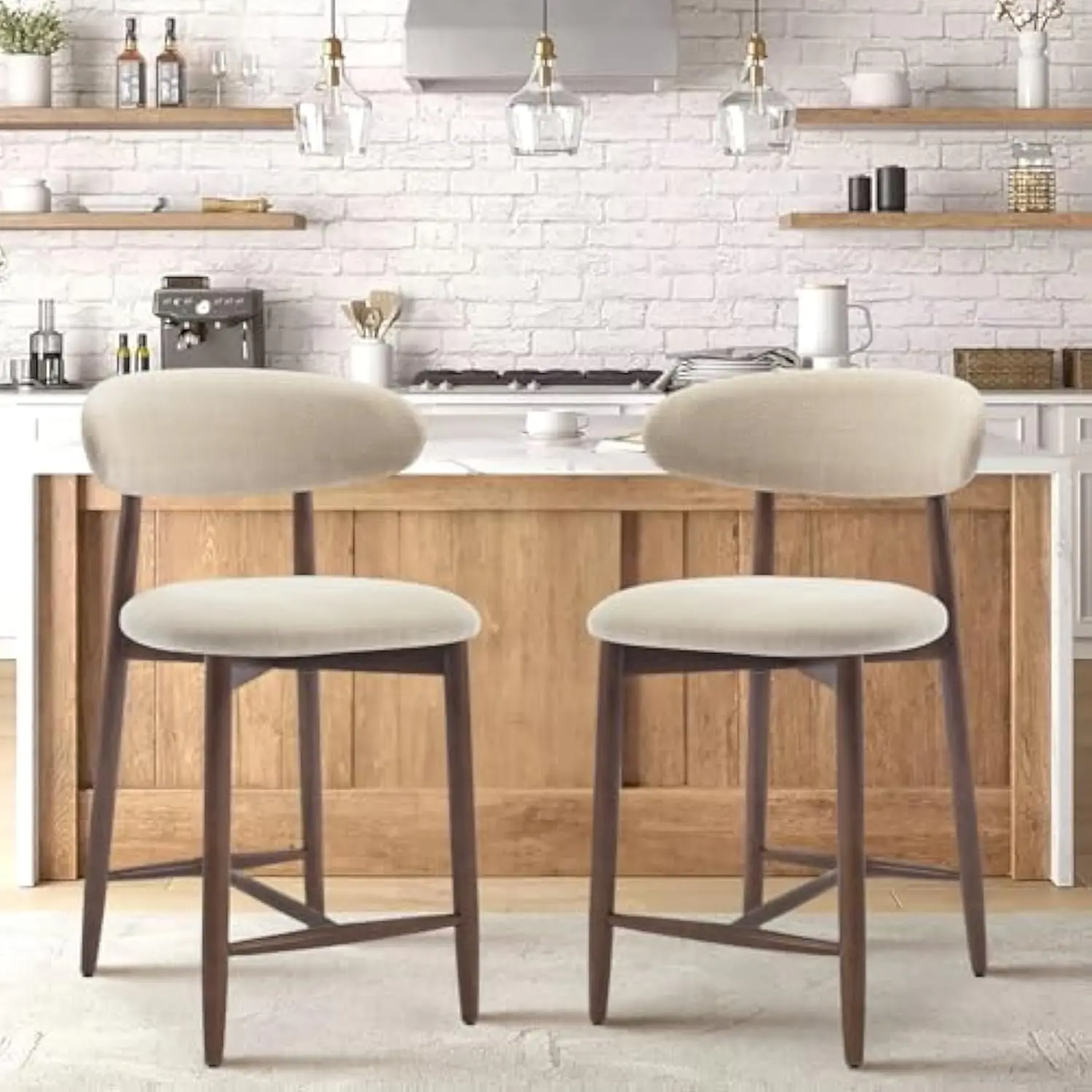 Bar Stools Set of 2, Counter Height Bar Stools, Upholstered Counter Stools with Wood Legs for Kitchen Island Dining Room Bar,
Bar Stools Set of 2, Counter Height Bar Stools, Upholstered Counter Stools with Wood Legs for Kitchen Island Dining Room Bar,