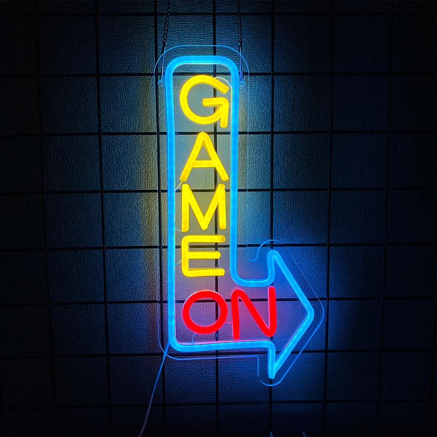 Game On Neon Sign, Arrow Led Icon Lights Usb Power Supply Light, Used For Bedroom, Club, Game Room Art Decor, Easy To Hang.
Game On Neon Sign, Arrow Led Icon Lights Usb Power Supply Light, Used For Bedroom, Club, Game Room Art Decor, Easy To Hang.