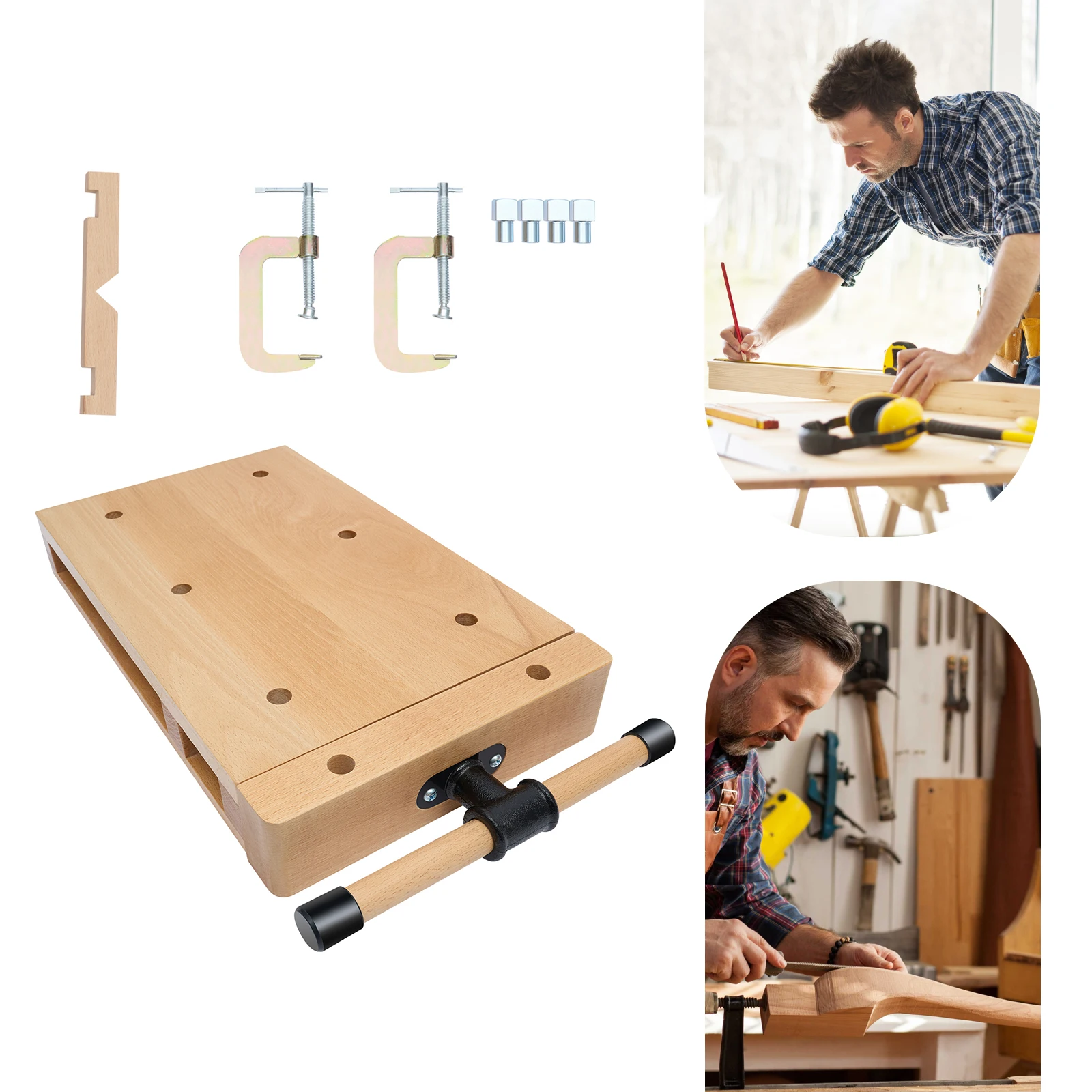 Heavy-Duty Workbench Heavy-Duty Beech Wood Vise Workbench W/ Quick Release,G-Shape Clamps&Limit Blocks for Woodworking Projects
Heavy-Duty Workbench Heavy-Duty Beech Wood Vise Workbench W/ Quick Release,G-Shape Clamps&Limit Blocks for Woodworking Projects