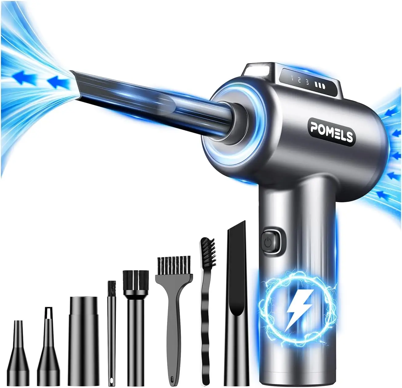 Rechargeable Cordless Air Duster, 110000RPM High-Speed with LED Light, 3-Speed Adjustable for Computer, Car, Home Cleaning
Rechargeable Cordless Air Duster, 110000RPM High-Speed with LED Light, 3-Speed Adjustable for Computer, Car, Home Cleaning