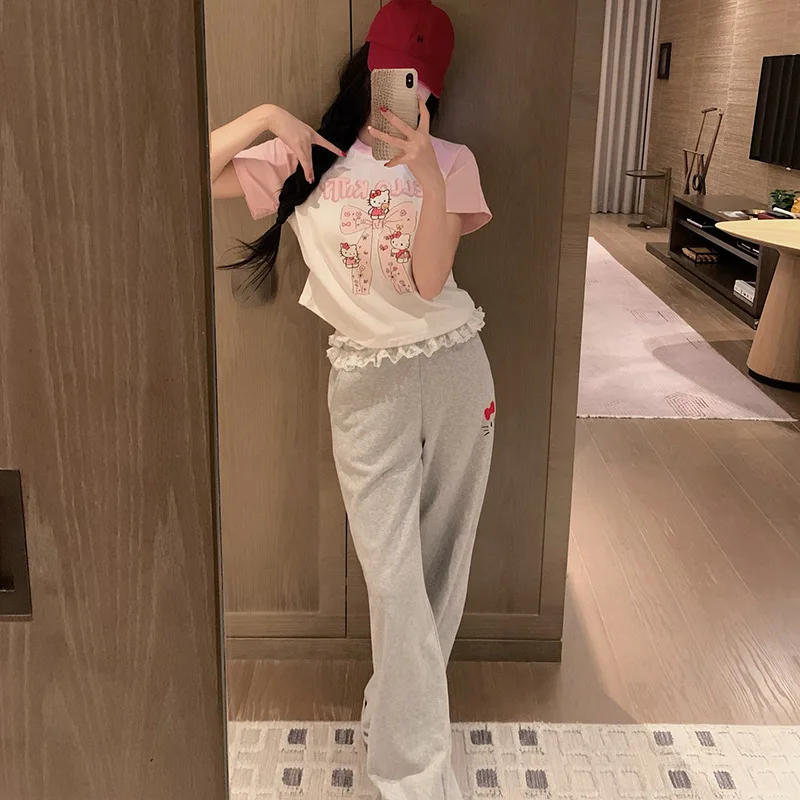 Sanrio Hello Kitty Summer Short Sleeve T-Shirt Butterfly Knot Color Block Cat Print Cotton Crew Neck Top Sweet Cute Style Gift
Sanrio Hello Kitty Summer Short Sleeve T-Shirt Butterfly Knot Color Block Cat Print Cotton Crew Neck Top Sweet Cute Style Gift