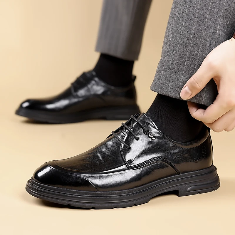 Men's Leather Shoes Black Soft Leather Soft Bottom Spring And Autumn Best Man Men's Business Formal Wear Casual Dress Shoes
Men's Leather Shoes Black Soft Leather Soft Bottom Spring And Autumn Best Man Men's Business Formal Wear Casual Dress Shoes