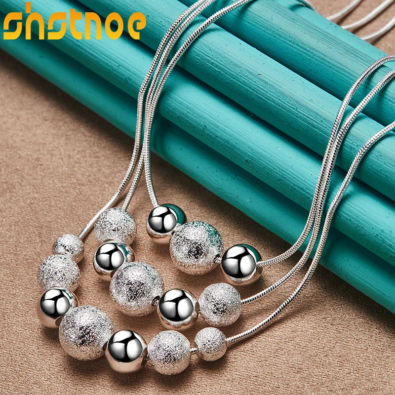 SHSTONE Hot 925 Sterling Silver Three Snake Chain Layered Matte Smooth Bead Pendant Necklace Women Wedding Fashion Charm Jewelry
SHSTONE Hot 925 Sterling Silver Three Snake Chain Layered Matte Smooth Bead Pendant Necklace Women Wedding Fashion Charm Jewelry