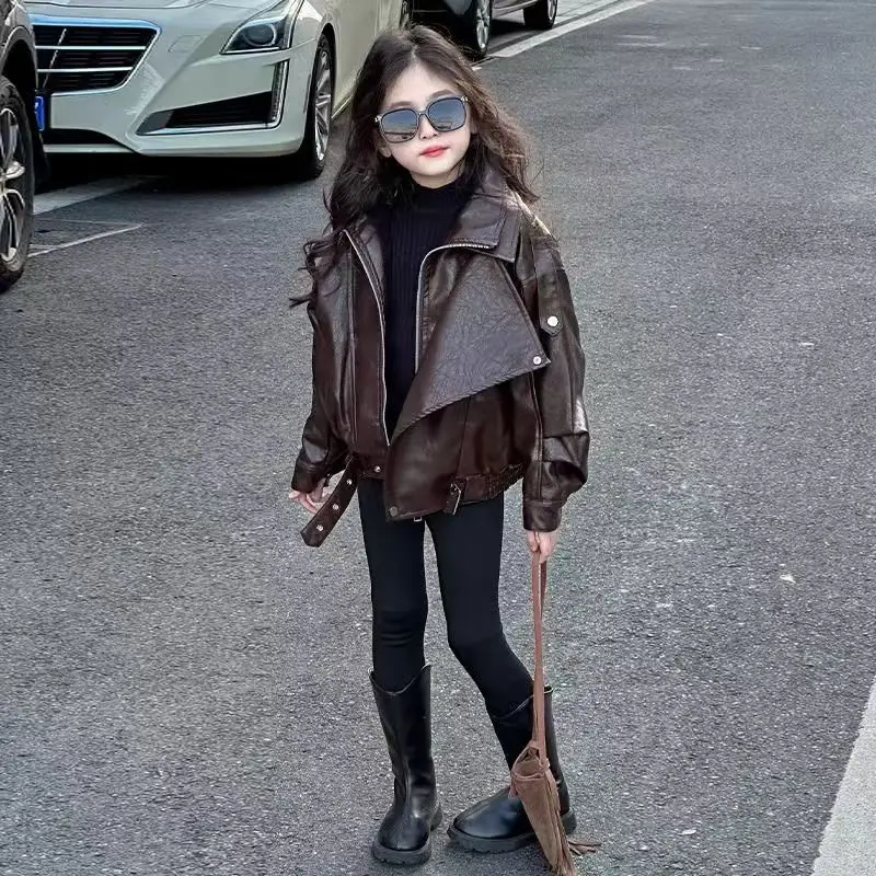Girls Spring and Autumn Leather Jacket PU Fashion Casual Windproof Teenager Kids Coats Brown Trendy Outerwear 5-14Years
Girls Spring and Autumn Leather Jacket PU Fashion Casual Windproof Teenager Kids Coats Brown Trendy Outerwear 5-14Years