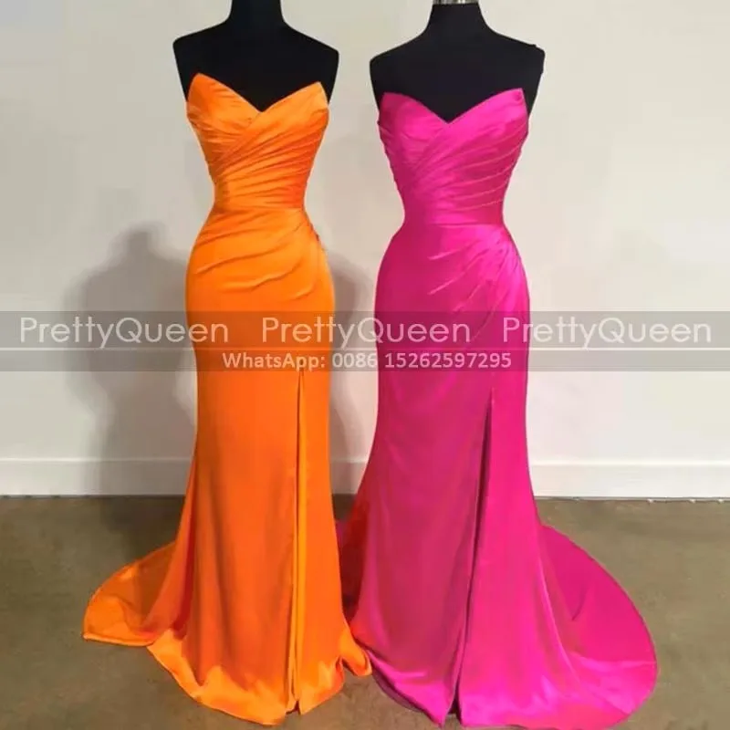 Customized Trumpet Long Bridesmaid Dresses Side Split Mermaid Sweep Train Sweetheart Sheath Wedding Party Dress
Customized Trumpet Long Bridesmaid Dresses Side Split Mermaid Sweep Train Sweetheart Sheath Wedding Party Dress