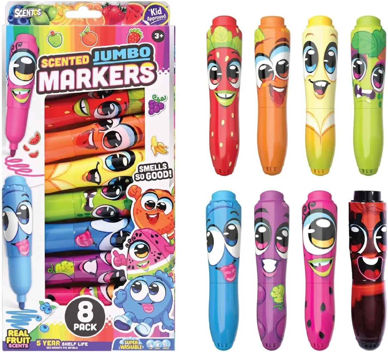 8 Pack Fruit Scented Washable Markers for Kids, Non Toxic Chunky Design, Vibrant Colors, Super Washable Ink
8 Pack Fruit Scented Washable Markers for Kids, Non Toxic Chunky Design, Vibrant Colors, Super Washable Ink