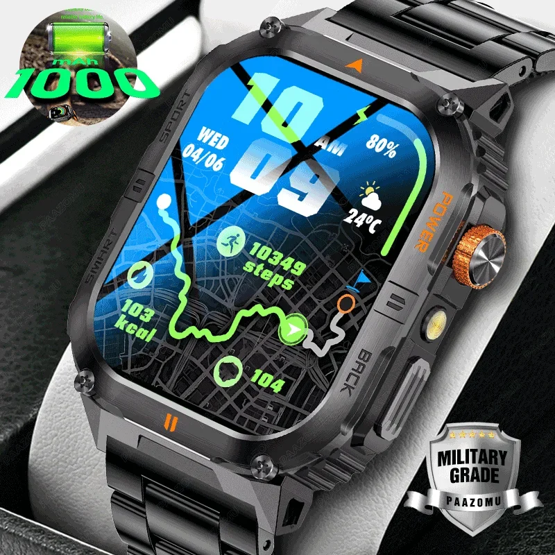 Outdoor Smart Watch for Men 1200mAh Battery LED Flashlight BT Calls Heart Rate 100+ Sports Modes Fitness Tracker for Android/iOS
Outdoor Smart Watch for Men 1200mAh Battery LED Flashlight BT Calls Heart Rate 100+ Sports Modes Fitness Tracker for Android/iOS