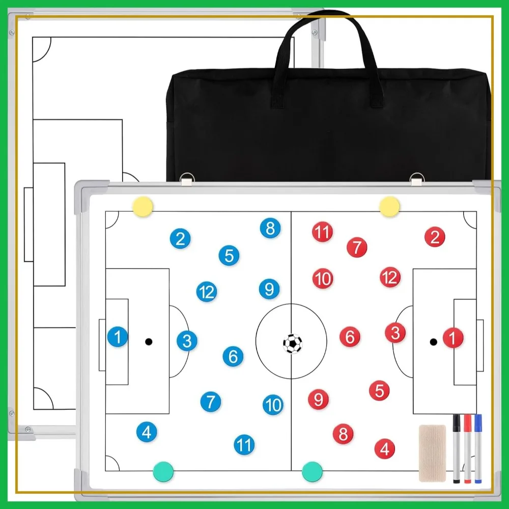 24" x 18" Soccer Coaching Board Double-Sided Dry Erase Tactics Whiteboard, Portable with Magnet Numbers, Marker, Eraser, Zipper Bag
24" x 18" Soccer Coaching Board Double-Sided Dry Erase Tactics Whiteboard, Portable with Magnet Numbers, Marker, Eraser, Zipper Bag