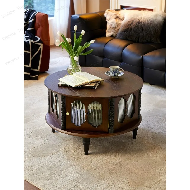 Retro solid wood coffee table small apartment living room household antique coffee table round
Retro solid wood coffee table small apartment living room household antique coffee table round