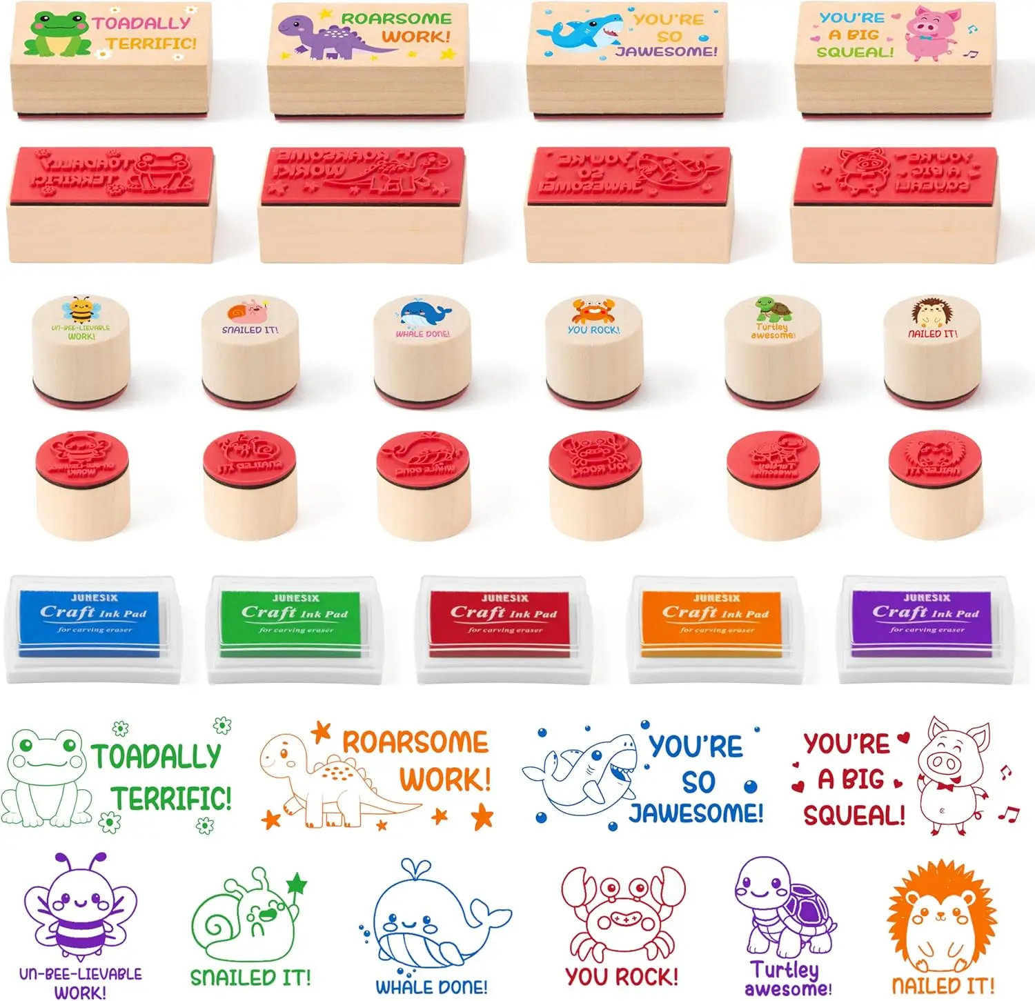 15 Pcs Teacher Wooden Rubber Stamps Set with Ink Pads, Cute Animal Encouraging Messages for Classroom Grading, Homework, Behavior Reward
15 Pcs Teacher Wooden Rubber Stamps Set with Ink Pads, Cute Animal Encouraging Messages for Classroom Grading, Homework, Behavior Reward