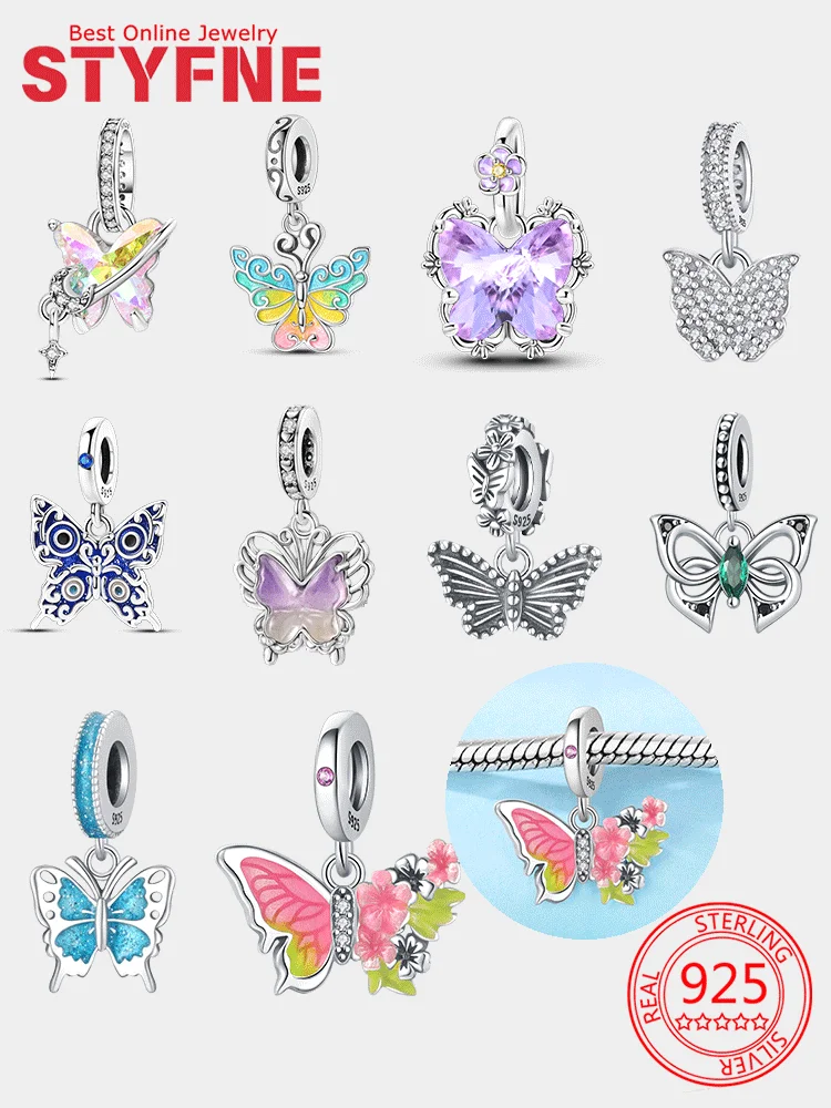 925 Silver Charms Butterfly Series Purple Zircon Butterfly Pink Butterfly Beads Pendant Fit Diy Bracelet Women Jewelry Fine Gift
925 Silver Charms Butterfly Series Purple Zircon Butterfly Pink Butterfly Beads Pendant Fit Diy Bracelet Women Jewelry Fine Gift
