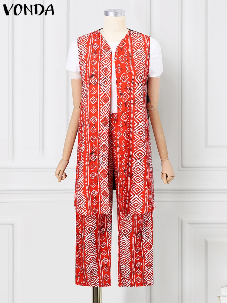 Plus Size VONDA Women Pants Sets 2025 Sexy Sleeveless Vintage Tops Wide Leg Pants Sets Bohemian Printed Suits Elegant Outfits
Plus Size VONDA Women Pants Sets 2025 Sexy Sleeveless Vintage Tops Wide Leg Pants Sets Bohemian Printed Suits Elegant Outfits
