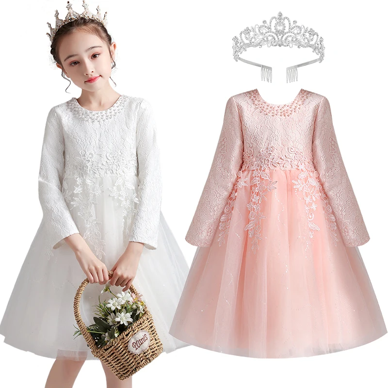 Luxury Embroidered Lace Flower Girl Full Sleeve White Wedding Bridesmaids Elegant Party Dresses Gorgeous Children's Formal Dress
Luxury Embroidered Lace Flower Girl Full Sleeve White Wedding Bridesmaids Elegant Party Dresses Gorgeous Children's Formal Dress