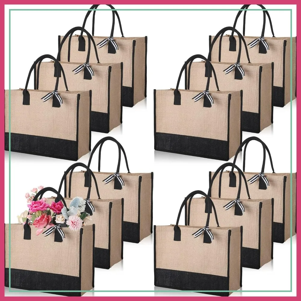 12 Pack Burlap Tote Bags with Handles, Large Reusable Jute Shopping Bags for Market Grocery Holiday Travel DIY Gift
12 Pack Burlap Tote Bags with Handles, Large Reusable Jute Shopping Bags for Market Grocery Holiday Travel DIY Gift