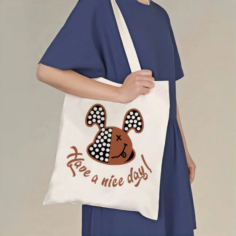1pc Polka Dot Dog "Have A Nice Day" Print Canvas Tote Bag, Casual Shoulder Shopper, Reusable Daily Carry Bag
1pc Polka Dot Dog "Have A Nice Day" Print Canvas Tote Bag, Casual Shoulder Shopper, Reusable Daily Carry Bag