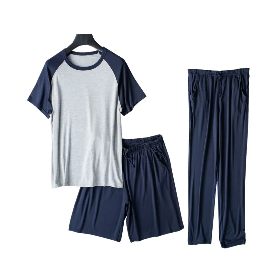 Plus Size Male Home Suit Short Sleeve Shirt+Shorts+Trousers 3 Piece Set Spring Summer Modal Sleepwear Men Pajamas
Plus Size Male Home Suit Short Sleeve Shirt+Shorts+Trousers 3 Piece Set Spring Summer Modal Sleepwear Men Pajamas