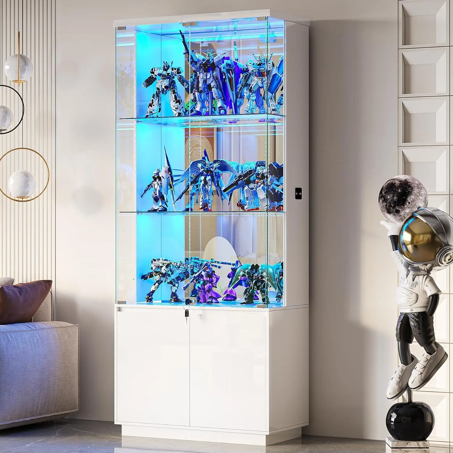 71” Glass Display Cabinet with Lights, Modern Curio Cabinet Display Cases for Collectibles, Locking Cabinet with Shelves & D
71” Glass Display Cabinet with Lights, Modern Curio Cabinet Display Cases for Collectibles, Locking Cabinet with Shelves & D