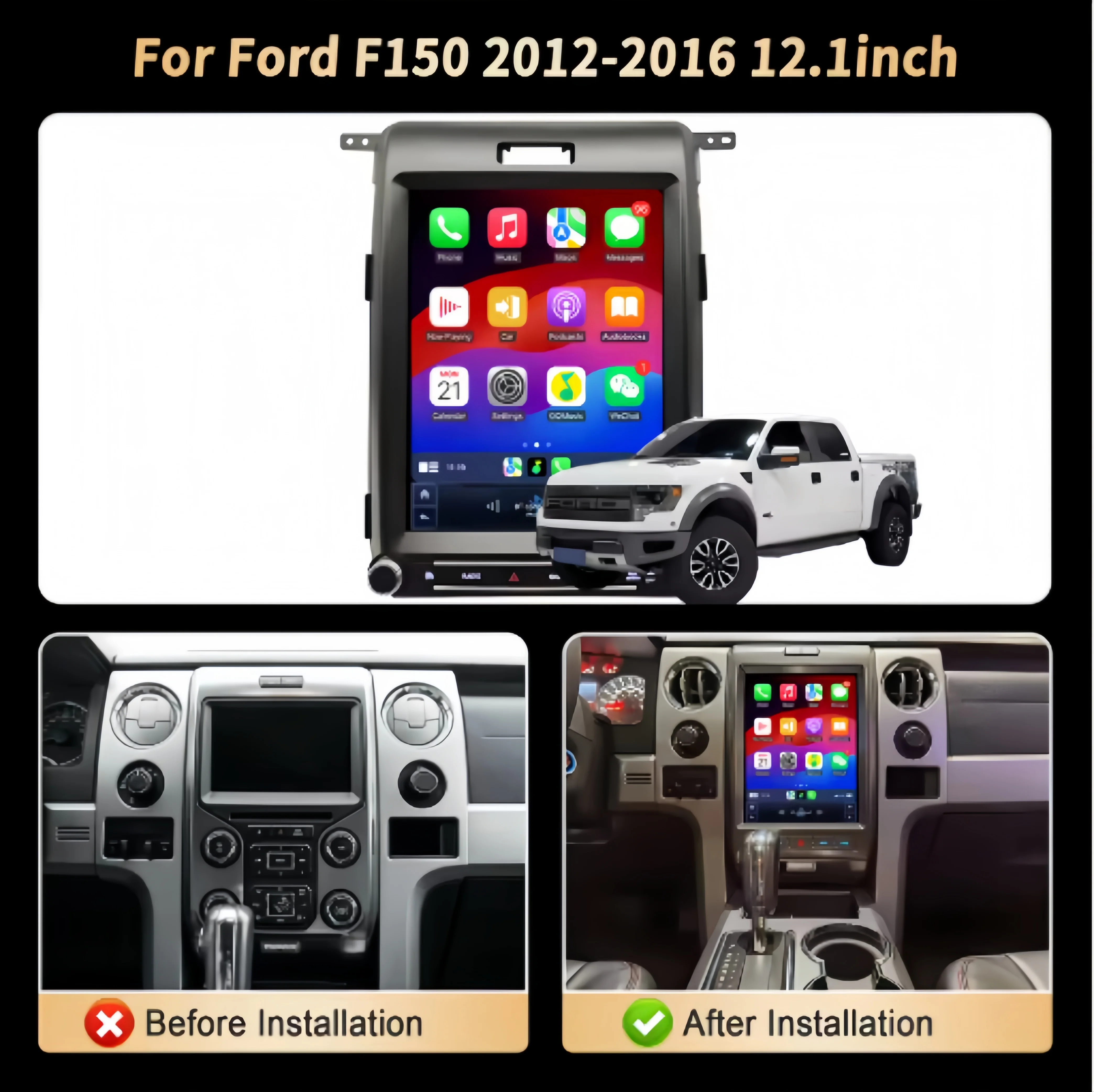 12.1 inch Car Radio Wireless Bluetooth CarPlay For Ford F150 2012-2016 4G GPS Android 14 Head Unit Touch Screen Stereo System
12.1 inch Car Radio Wireless Bluetooth CarPlay For Ford F150 2012-2016 4G GPS Android 14 Head Unit Touch Screen Stereo System