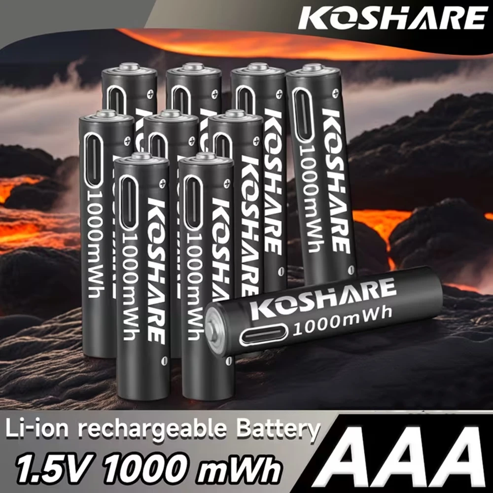 KOSHARE AAA 1.5V Li-ion Rechargeable Batteries1000mWh Type-C Lithium AAA Battery For remote control mouse Electric +Type-C Cable
KOSHARE AAA 1.5V Li-ion Rechargeable Batteries1000mWh Type-C Lithium AAA Battery For remote control mouse Electric +Type-C Cable