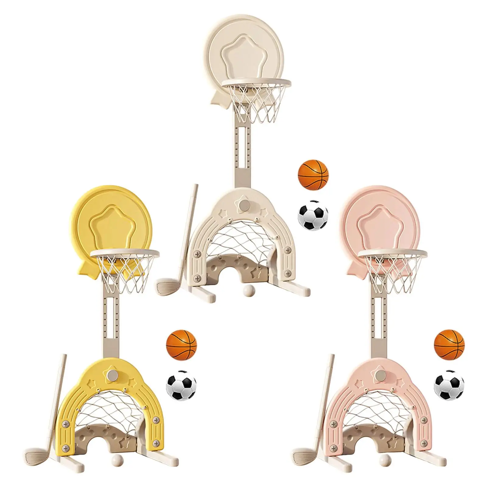3 in 1 Basketball Hoop Set,Multifunctional Outside Basketball Toy,Adjustable Height Soccer Golf Basketball for Family Yard
3 in 1 Basketball Hoop Set,Multifunctional Outside Basketball Toy,Adjustable Height Soccer Golf Basketball for Family Yard